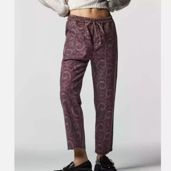 Zara Pants - Zara Paisley Print Pants, Straight Leg Drawstring 🌿